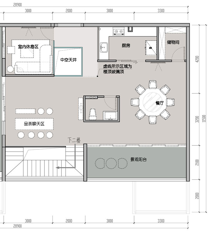 1500平方躍層辦公室三層平面圖